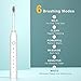 SUNPRO 2 Pack Sonic Electric Toothbrush, Rechargeable Toothbrush 6 Modes, Built-in 2 Minute Timer, 8 Brush Heads(Black+White)