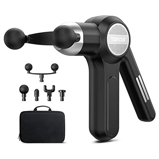 Toncur Pistolet de Massage Professionnel, Masseur Musculaire sans Fil, avec 5 Têtes de Massage et 6 Vitesses pour Détendre Les Muscles et Soulager La Fatigue