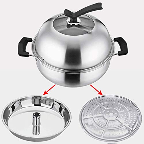 Pot en acier inoxydable, verre multifonctions Hot Pot épaissie Double Bottom vapeur Hot Pot Wok – Image 6