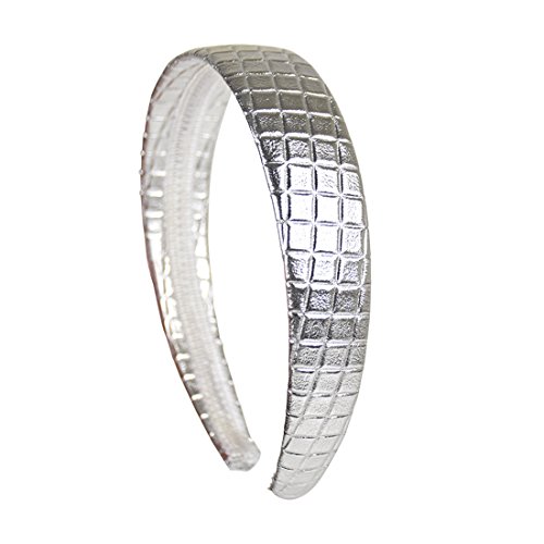 Silver Embossed Squares Headband Solid Hair band for Women and Girls