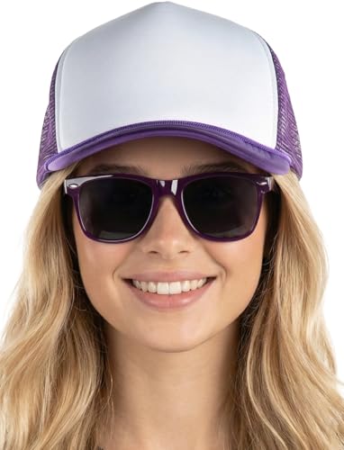 Image of Funky Junque Foam Trucker Hat, Trucker Hats for Women & Men - Blank Adjustable Snapback Mesh Back Baseball Cap