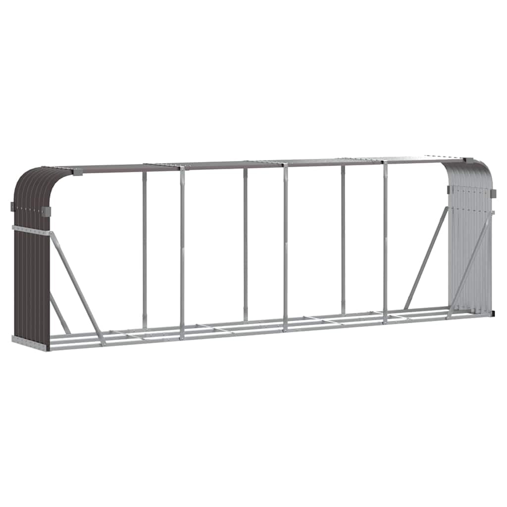 VIDAXL Galvanised Steel Firewood Log Holder - Brown - 100 x 300 x 45cm