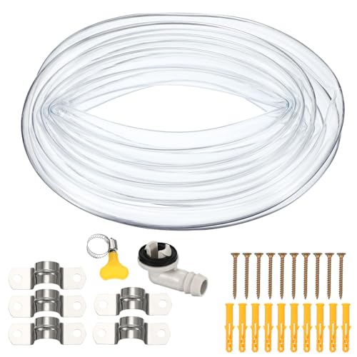 PATIKIL 16.4Ft Air Conditioner Drain Hose, Universal AC Drain Hose Portable Leakproof Air Conditioner Drain Kit with 15mm 90 Degree Hose Connector and Clamp for AC Mini Split Unit Parts