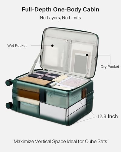 Image of Hanke Hardside Expandable Checked Luggage, 24 Inch Top Opening Trunk Luggages with Spinner Wheels, All-PC Hard Shell Suitcase, Lightweight TSA Checked-Medium(Blackish Green, 83L)