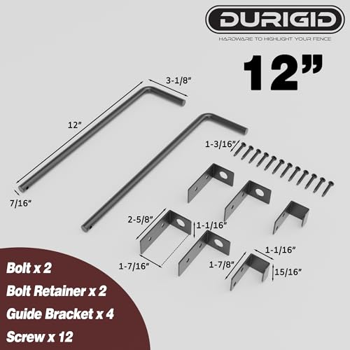 Image of 12 Inch Gate Cane Bolt Gate Ground Drop Rod, Heavy Duty Drop Rod Gate Latch for Wooden Vinyl Fence, Black Finished Cane Bolts for Gates, 2 Pack