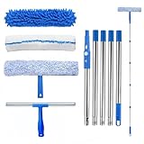 2m Window Squeegee Cleaner Kit, Windows Glass Cleaning Tool, Adjustable Long Handle Window Cleaning Equipment, Window Washing Squeegee and Scrubber Cleaning Equipment, for High Windows,Ceilings,Blue