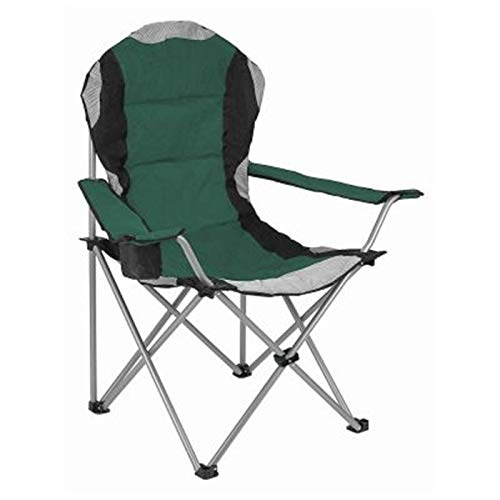 Hyfive Folding Camping Chairs Heavy Duty Padded with Cup Holder High Back - Green - 1 Chair