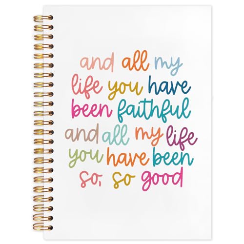 SNNDER Colorful Christian Notebook, Religious Journals for Women, Church Notes Journal, and all My Life You Have Been Faithful Hardcover Spiral Notebook 5.5x8.3 Inch