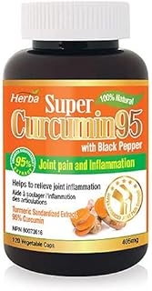 Pure Turmeric Curcumin with Black Pepper - 120 Turmeric Capsules | 95% Curcuminoids – No Filler | 1,200mg of Pure 95% Curcumin Turmeric Supplements for Inflammation with Black Pepper | Product of Canada | Herba Curcumin95