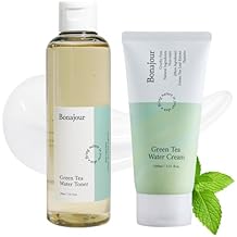 BONAJOUR] Green Tea Water Bomb Cream & Toner Set, Vegan moisturizer Duo, 7.2+3.38 fl.oz...