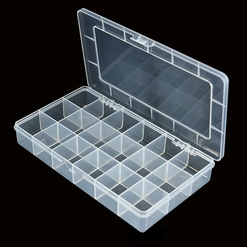 Image of 2PCS 18 Grids Transparent Beads Storage Containers Box, Rectangle Clear Craft Supply Case for Small Items and Other Craft Projects, Bead Rings Jewelry Display Organizer