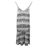 Luftig-leichtes Strandkleid aus weich fließendem Viskosematerial. Kleid im eleganten schwarz-weiß-gold Look mit V-Ausschnitt und Spaghettiträgern. Für eine optimale Passfrom sorgt das eingearbeitete Gummiband auf Hüfthöhe.