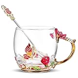 PERFECTO PARA BEBER: La taza de té de flores se puede utilizar para el té caliente o frío, café, leche, zumo, agua con gas y zumo de verduras o algunos otros usos diarios. Y nuestra taza de té es fácil de limpiar