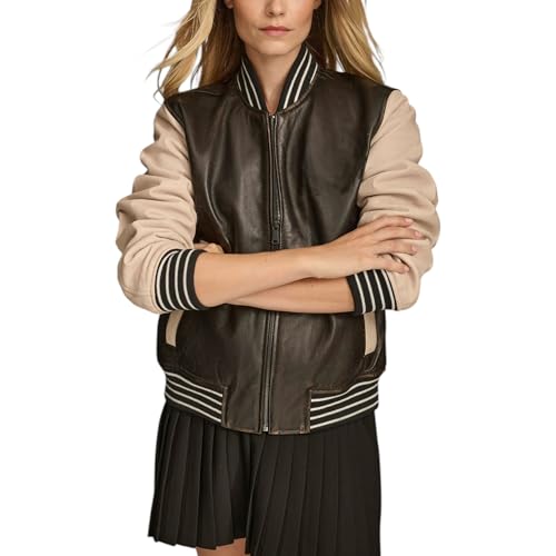 Blouson en cuir bicolore look vintage urbain pour vos sorties quotidiennes