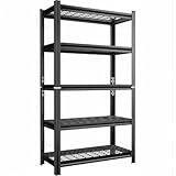 Heavy Duty 4-Tier Garage Shelving Unit, Metal Storage Rack, Adjustable Industrial Storage Shelves for Garage, Warehouse, Basement and Pantry, Black (W35.4*D15.7*H71.2)