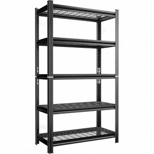 Heavy Duty 4-Tier Garage Shelving Unit, Metal Storage Rack, Adjustable Industrial Storage Shelves for Garage, Warehouse, Basement and Pantry, Black (W35.4*D15.7*H71.2)