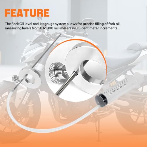 Image of RASTP Universal Motorcycle Fork Service Tool Kit, Fork Oil Level Tool, Fork Spring Compressor and Damper Rod Bleed Tool for Most Upside Down Motorcycle