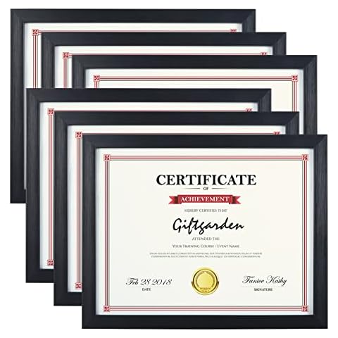Giftgarden 8.5x11 Picture Frames Diploma Certificate Document Award 8.5 x 11 Frame Black, Wall or Tabletop, Set of 6 Cover