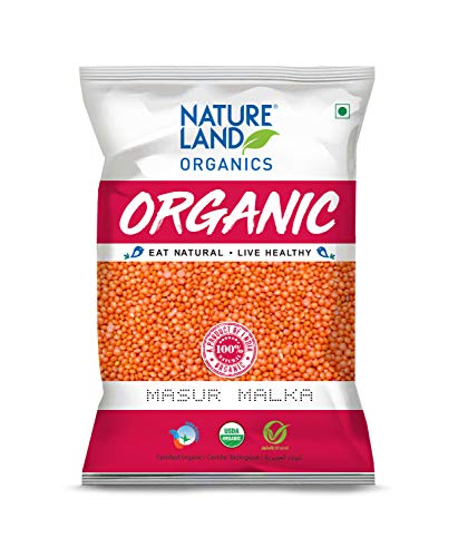 Image of Natureland Organics Mustard Oil Jar, 5 L & Malka Masoor /Red Masoor Dal Pouch, 1 kg
