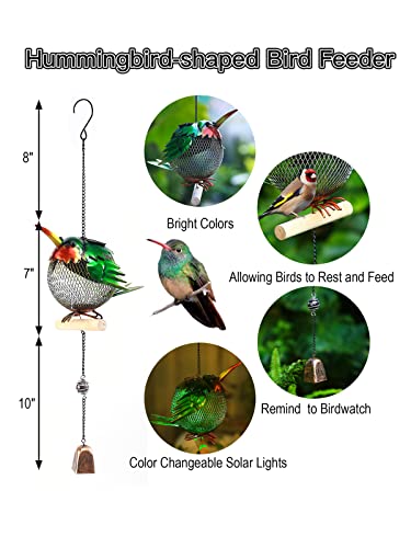 Solar Bird Feeders Squirrel-Proof for Outside,Cute Animal Shaped Birdfeeders,Bird feeder Gifts for Bird Lovers (Hummingbird Shaped)