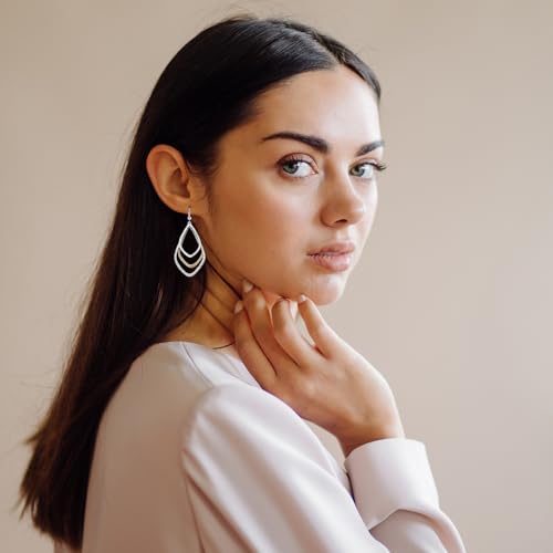 Mixed Metal Gold and Silver Two Tone Earrings for Women Dangling Boho Hammered Geometric Dangle Hoop Drop Earrings Jewelry Accessories2