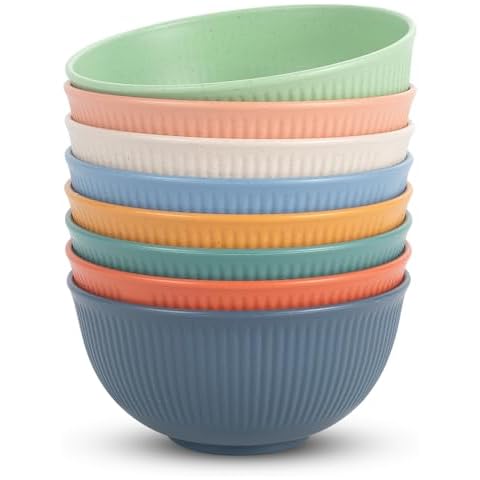 Dyserbuy Unbreakable 8-Piece Cereal Bowls Set Cover