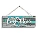 Creoate Together Wall Decor and So They Built a Life They Loved Sign Rustic Wood Plaque Family Sign Home Decoration for Living Room, Small, Christmas Gift for Home (Teal,4.7x13.7IN)