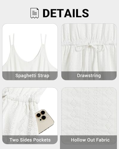 Plus Size Swimsuit Cover Ups - Women Hollow Out Spaghetti Strap Beach Coverup Dress with Pockets3