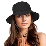 Durio Waterproof Bucket Hats for Woman UPF 50+ Sun Hat UV Protection Packable Rain Hats for Women Lightweight Hiking Hat Black One Size
