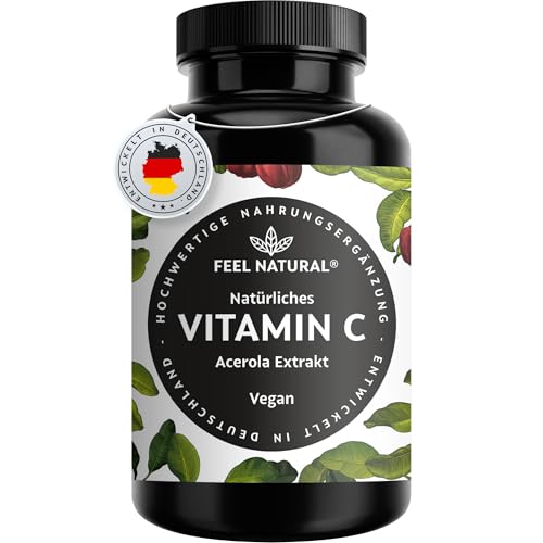 Natürliches Vitamin C - Aus der Acerola Superfrucht - 180 vegane Kapseln im 6 Monatsvorrat - Ohne...