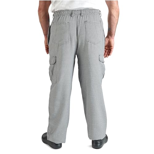 Mercer Culinary M61051HTM Genesis Men's Chef Cargo Pant in Hounds Tooth, Medium, Black/White2