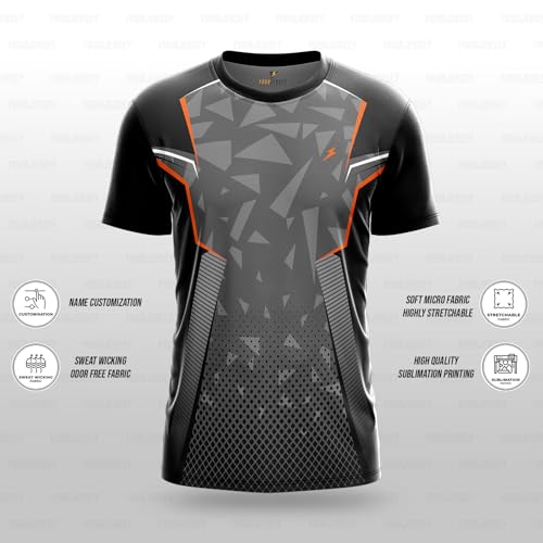Image of YOURJERSEY Custom Sports Jersey for Men & Kids | Add Player Name | Personalised Cricket /Football /Badminton T-Shirt | Custom Team Jersey