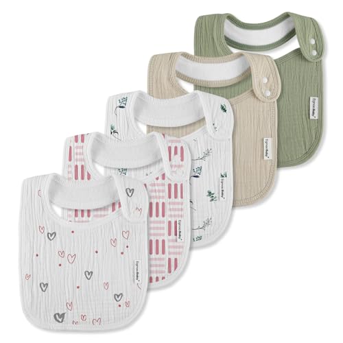 Image of Muslin Bibs for Baby Boys Girls,Organic Muslin Baby Bib for Drooling and Teething,Soft Bandana Drool Bibs 5 Pack