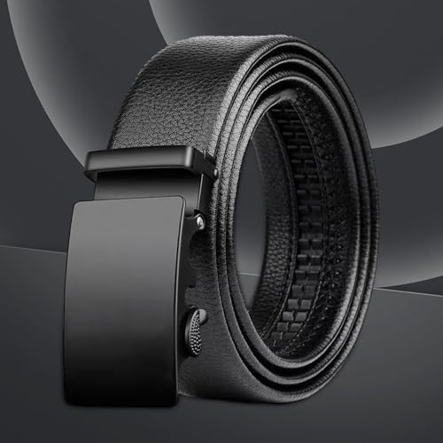 jojomis Automatic Ratchet Belt for Men Faux Leather Casual Business Dress Belt with Adjustable Buckle 1.6 Inches Wide Black- Style C4