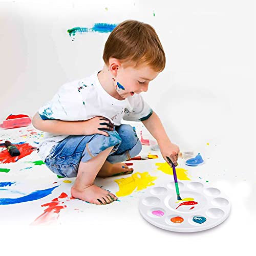 Image of 10Ps Paint Tray Palette,Plastic Round Pallet for Kids or Pupils to Painting