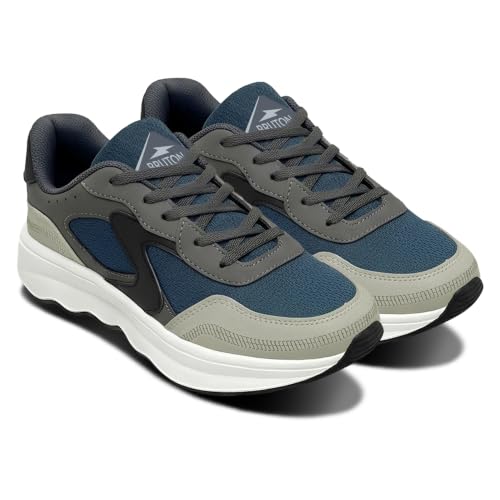 Image of BRUTON Men's RAPTOR-608 Blue Casual Stylish Sneakers | Lightweight Lace-Up Shoes | Cushioned Walking, College, Travel & Everyday Casual Footwear