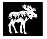 Moose Mountain Scene Vinyl Decal | White | Made in USA by Foxtail Decals | for Car Windows, Tablets,...