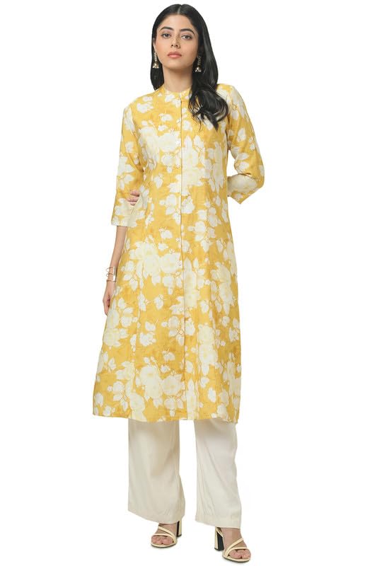 Image of Soch Womens Grey Muslin Floral Print Kurta