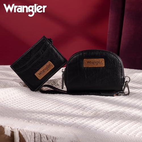 Image of Wrangler KeyChain Wallet Wristlet Wallets for Women Dual Pouch Wristlet with Zipper Womens Credit Card Holder Wallet