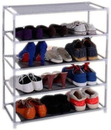 Image of Multipurpose Portable Folding Shoe Racks for Home Organizers with Water-Resistant Metal Collapsible Shoe Stand (4 Shelf, Maroon)