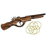 Wood Rubber Band Gun Outdoor Toy Easy Load with 80 Rubber Bands 11.5 inches Length