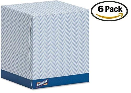 Genuine Joe Cube Box Facial Tissue, 2-Ply, 85 per Box, White (Pack of 6)