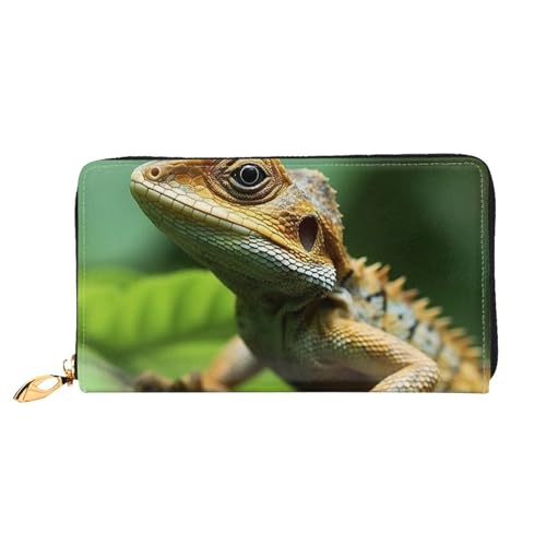 Animal Lizard Women Wallets Leather Zip Around Clutch Purses Waterproof Credit Card Holder With Phone Holder Ladies Travel Coin Purse
