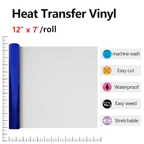 Image of RENLITONG Shiny Blue PU Stretch Metallic Foil Heat Transfer Vinyl HTV 12 Inch x 7 feet Roll Iron on Vinyl DIY for T-Shirt Clothing Heat Vinyl for All Cutter Machine Glossy(Shiny Blue, 7ft)