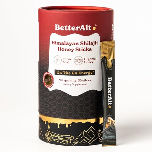 BetterAlt Pure Himalayan Shilajit Cinnamon Honey Sticks with 75%+ Fulvic Acid & 85+ Trace Minerals | Organic Shilajit with Natural Honey | Pure Organic Shilajit for Energy & Stamina