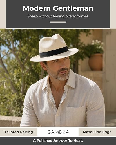 Image of Gamboa Original Panama Hat for Men and Women Fedora Straw Summer Beach Sun Hat Protection UV UPF50+