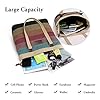 PORRASSO Femmes Sac à Main Rayures Multicolores Sac D'épaule Sac Fourre-Tout en Toile Grand Sac Cabas pour Shopping École Voyage Travail Multicolore #5