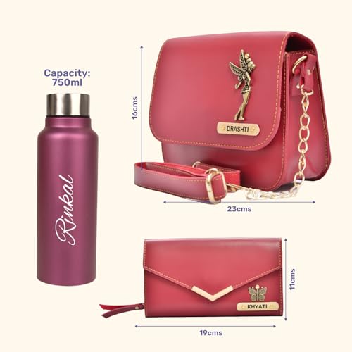 Image of YOUR GIFT STUDIO Customized Women Gift Set | Personalized Ladies Purse, Sling Bag Gift Set | Birthday Gift Set for Ladies | Anniversary Gift for Women