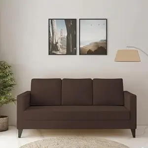 FURNY Cambrey 3 Seater Fabric Sofa Set (Brown)