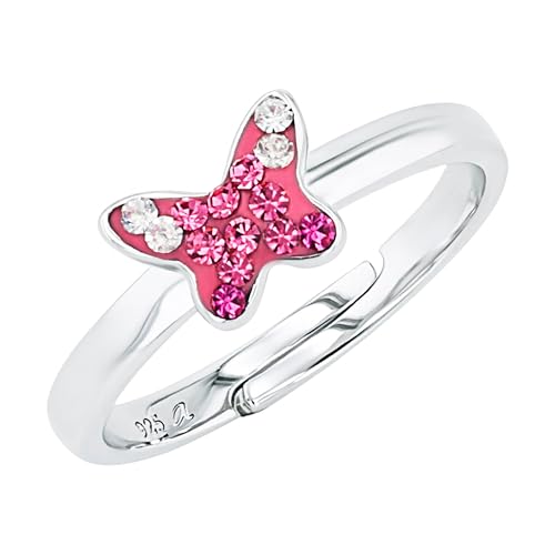 Prinzessin Lillifee anillo Plata de Ley 925 Anillos para Niñas, con Preciosa, Plata, Mariposa, Viene en Caja de Regalo, 2033999